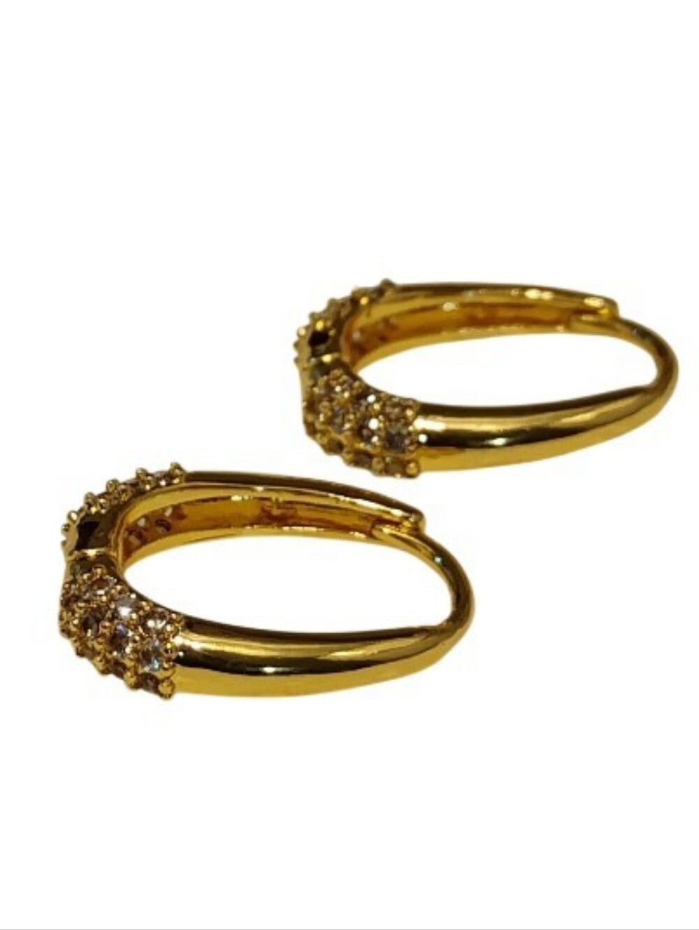 17mm Gold Stainless Steel Huggie Hoop Earrings Pave CZ Non Tarnish Waterproof